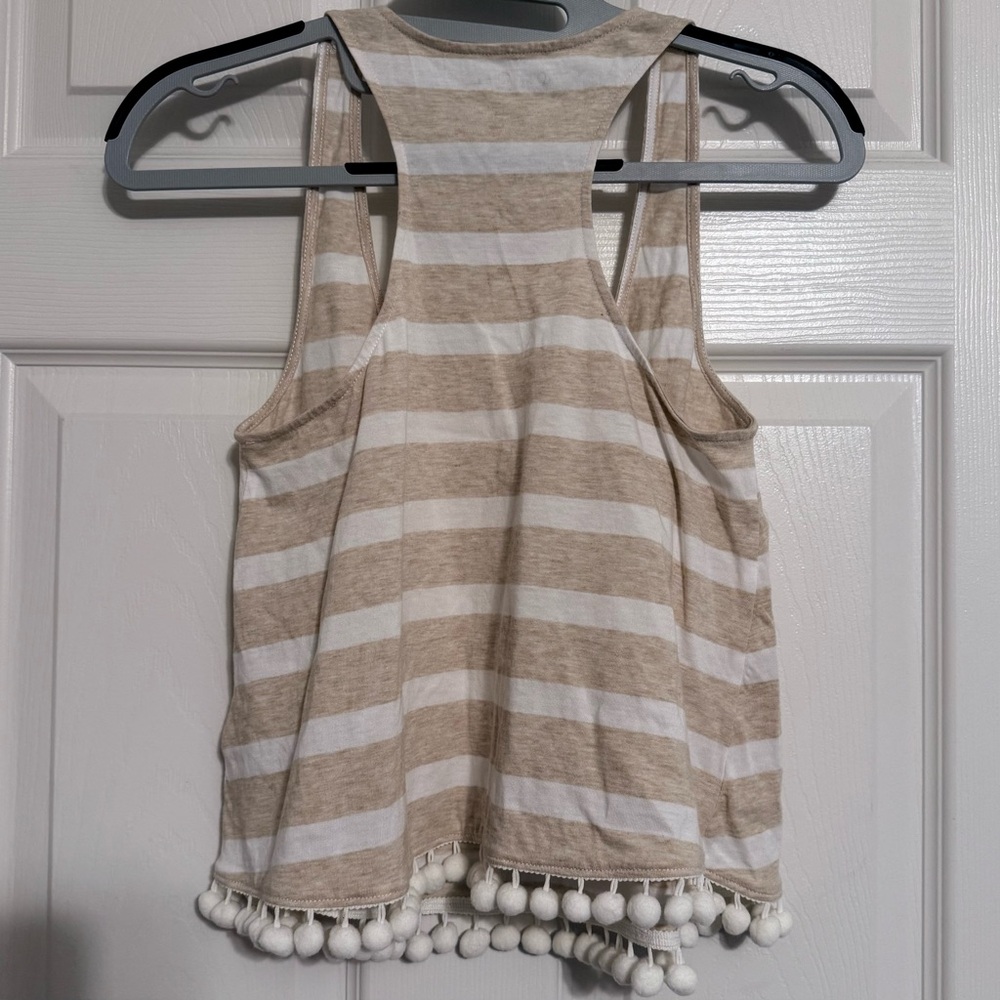 Lilly Pulitzer Tank with Pom Pom Trim Heathered Sand Bar Sandy Size XXS - Picture 3 of 5
